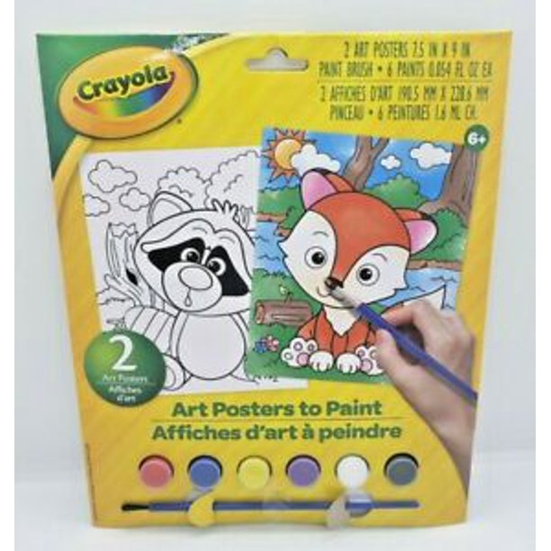 Crayola Art Posters to Paint Craft Activity Kit Fox & Raccoon 7.5" x 9" each