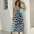 thumbnail image 5 of Paintings Flowers, Teal, Aqua, Navy Blue Womens Night Club Maxi Dress V Neck Sleeveless Bohemia Long Dresses, 5 of 9