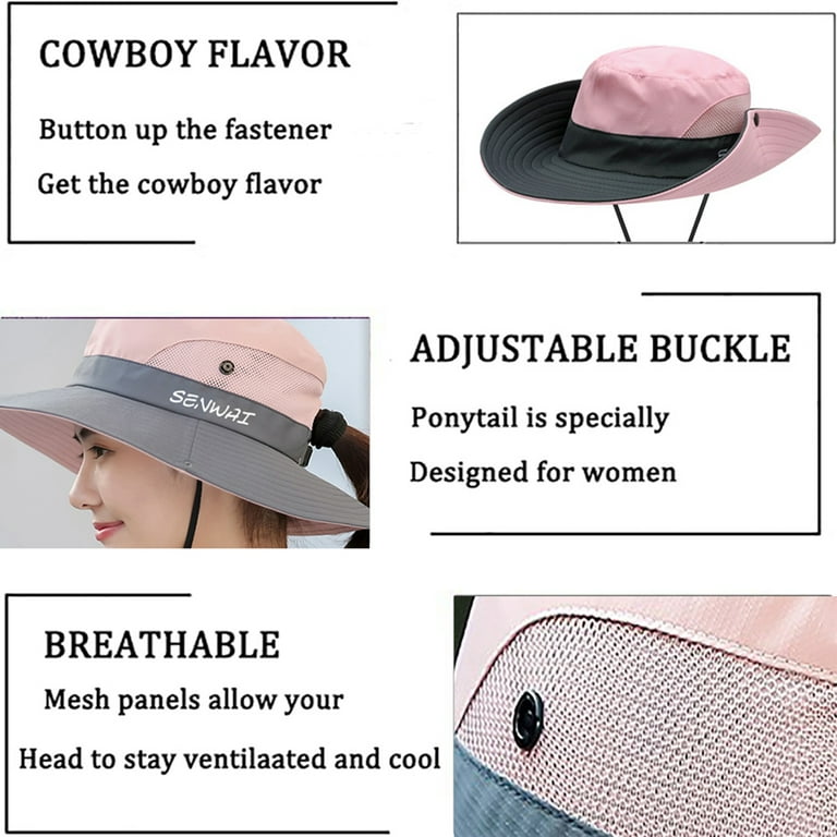 Adult and Children Ponytail Sun Bucket Hats for Women UV Protection  Foldable Mesh Wide Brim Hiking Beach Fishing Summer Safari 