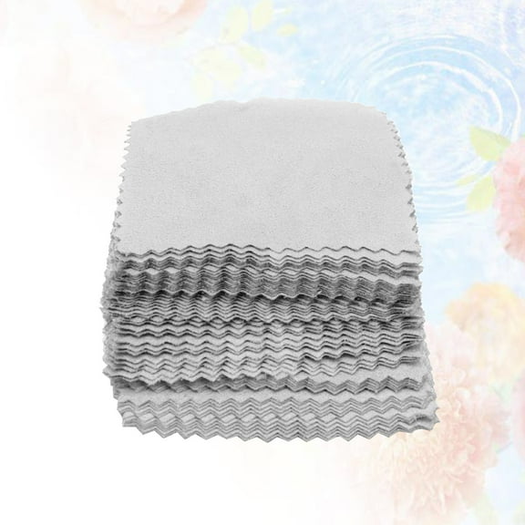 GOOHOCHY  50 Pcs Cleaning Cloth Polishing Pads Silver Wipes Jewelry Grey