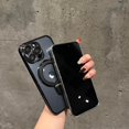 thumbnail image 3 of for iPhone 15 Pro Max Case Clear Magnetic Stand with Camera Lens Protection Electroplated MagSafe Shockproof Soft Protective Slim Fit Phone Case for iPhone 15 ProMax 6.7 Inch - Black, 3 of 15