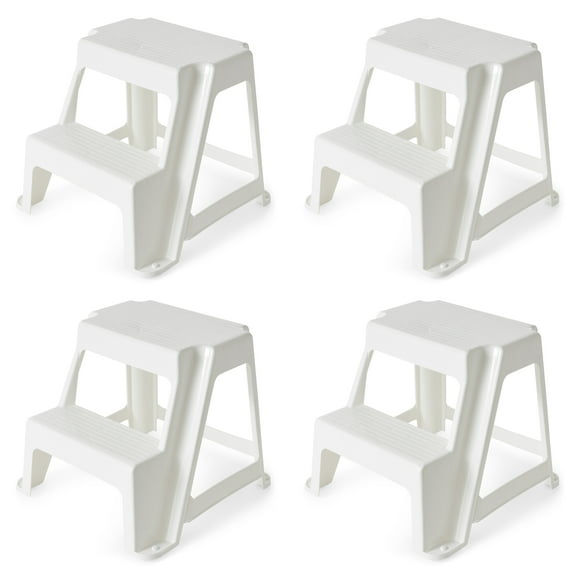 Gracious Living 16-Inch Two Step Home & Kitchen Stool, White (4 Pack)