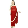 thumbnail image 2 of Atasi Indian Georgette Maroon Saree Casual Clothing With Unstitched Blouse Piece, 2 of 6