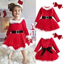 URMAGIC Toddler & Baby Girls Santa Suit Dress Headband Christmas Party Cosplay Costume