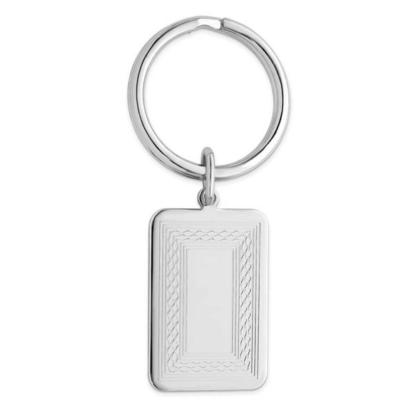 Rhodium-plated Patterned Border Key Ring Size