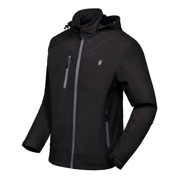 Little Donkey Andy Veste Coquille Souple pour Hommes avec Capuche Amovible, Doublée en Polaire et Déperlante Noire Taille m