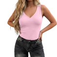 thumbnail image 4 of FUYUDY Women Slim Fit Basic Solid Color Deep V Neck Tank Tops Sleeveless Casual Stretch Soft Comfortable Summer Wear Classic Ladies Camisole, 4 of 8