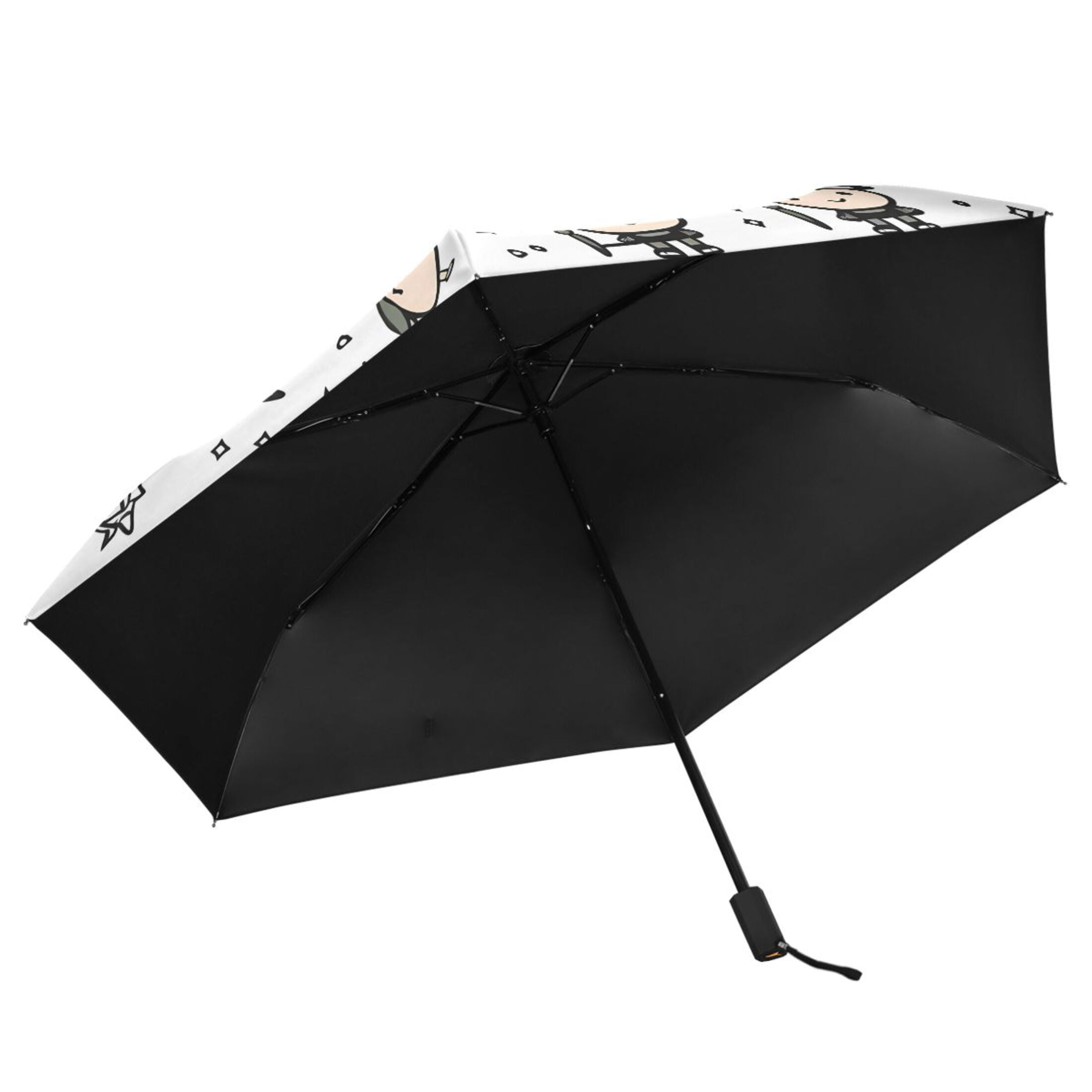 Character with Hat Compact Sun Umbrella Windproof Travel Umbrellas for Rain Strong Portable UV Protection