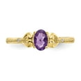 thumbnail image 5 of 10K Yellow Gold Ring Band with Stones (02) February Amethyst Oval Purple Diamond Round, Size 9, 5 of 5