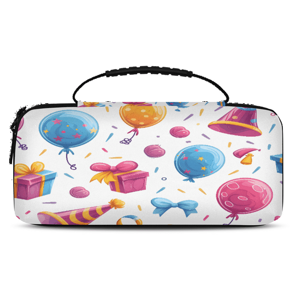 Herdesigns Happy Birthday Theme Carrying Case for Nintendo Switch OLED Model 2021 & Switch 2017 with 20 Game Card Slots, Portable Travel Carry Case for Accessories and Console