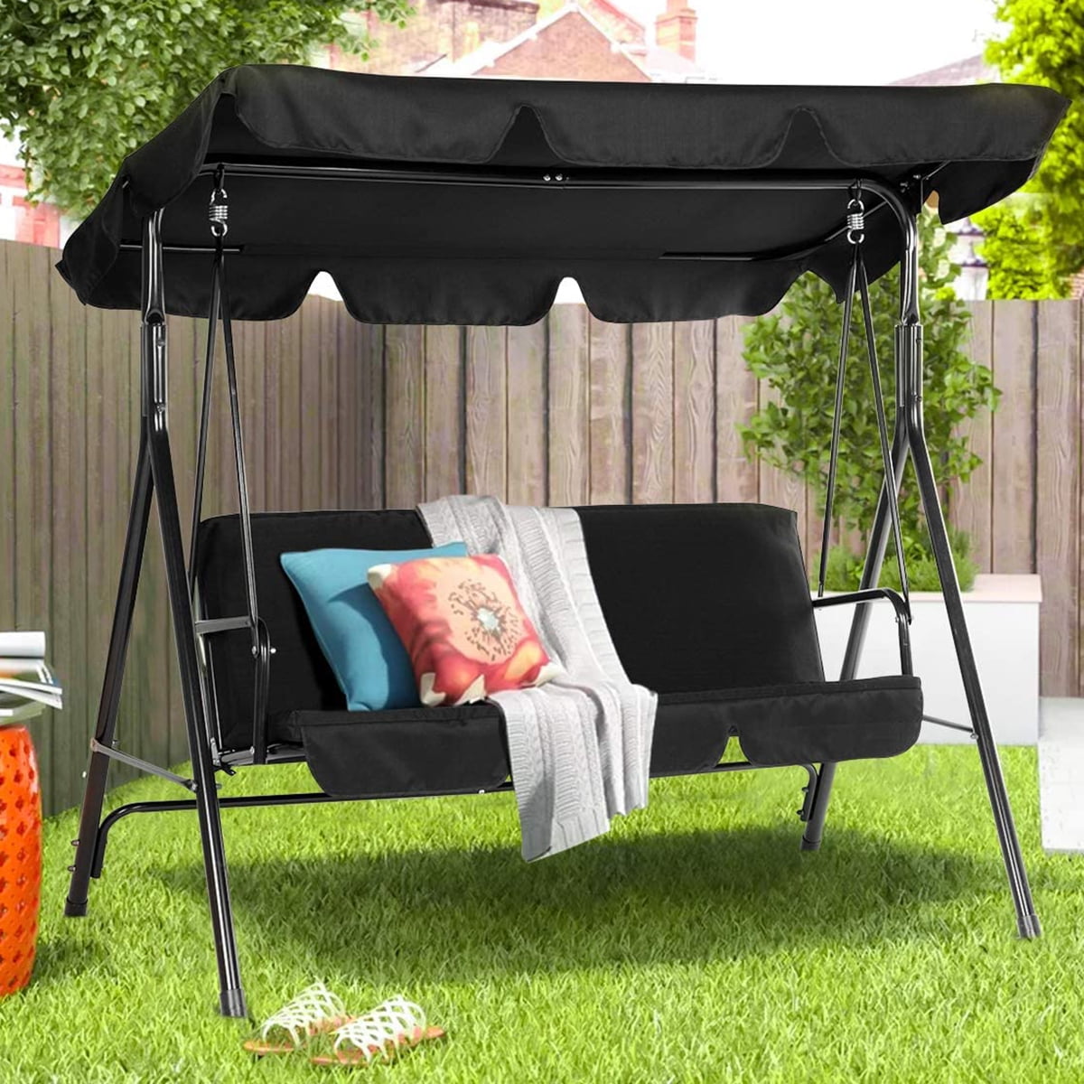 Outdoor Garden Courtyard Patio Waterproof Swing Set Cover with Swing Canopy Seat Top Cover SOONHUA Swing Set Cover Swing Seat Cover for Garden Patio Swing Children Playing use.
