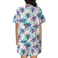 thumbnail image 3 of Kdxio Palm Leaves Print Pajamas Sets for Women Short-Sleeved Pjs with Lounge Shorts Two Piece Sleepwear S-4XL, 3 of 8
