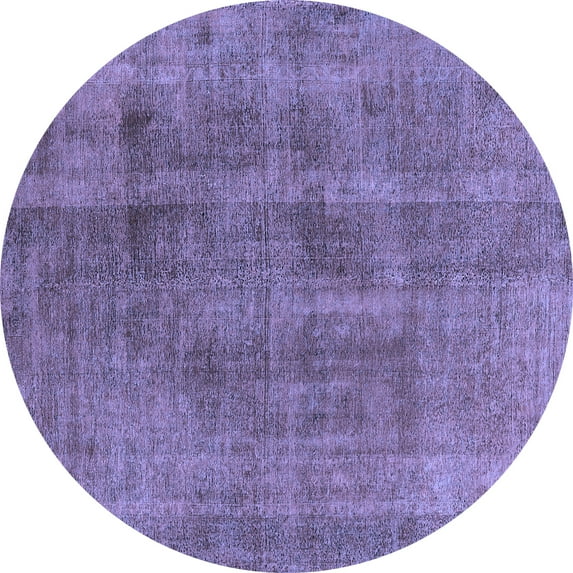 Ahgly Company Machine Washable Indoor Round Oriental Blue Industrial Area Rugs, 7' Round