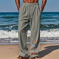 thumbnail image 2 of Cmfcve Parrot Print Linen Pants for Men Summer Casual Yoga Pants Elastic Waist Drawstring Lightweight Gauzy Trousers, 2 of 6
