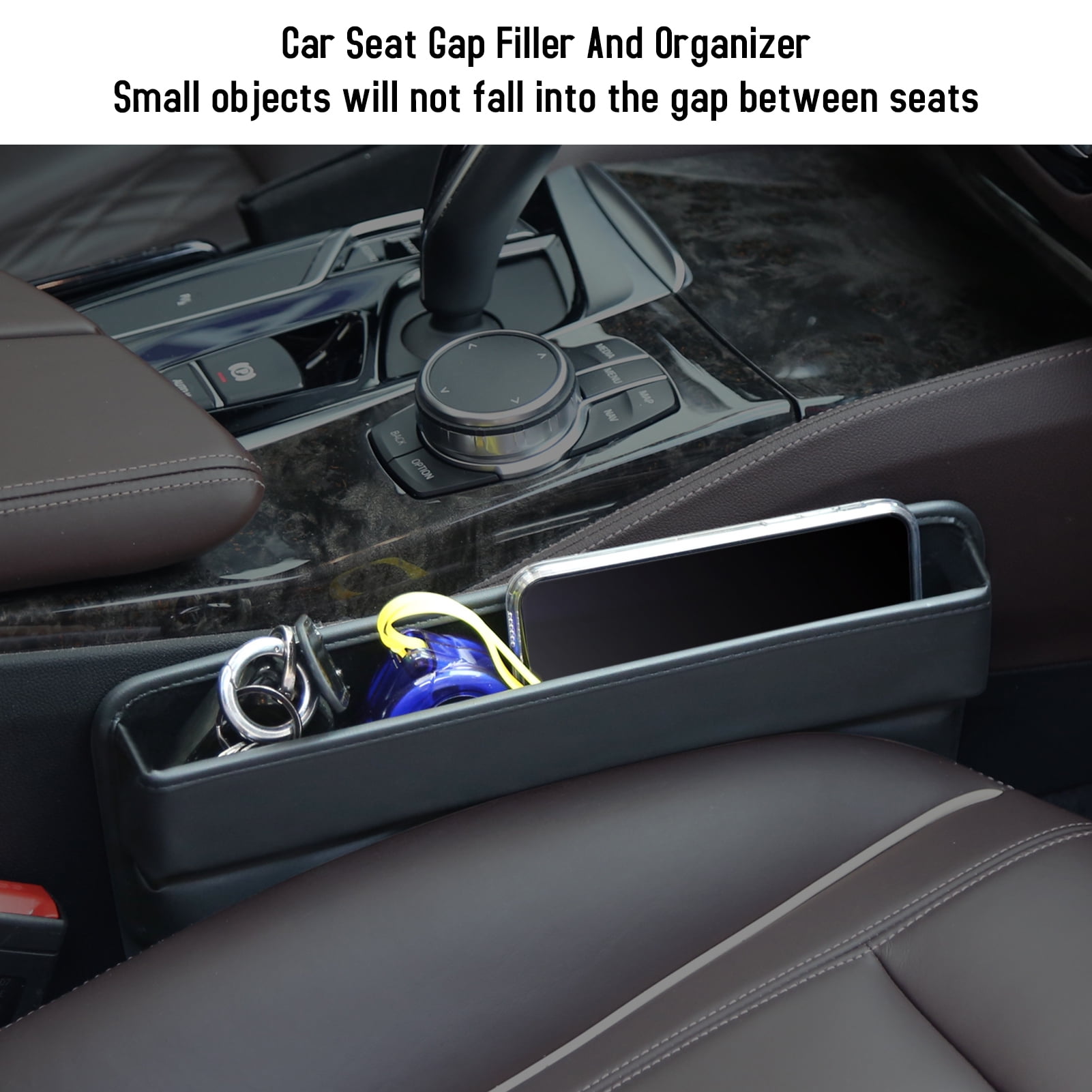 Walmeck Car Seat Gap Filler Organizer, Multifunctional Car Seat Organizer, Auto Leather Storage