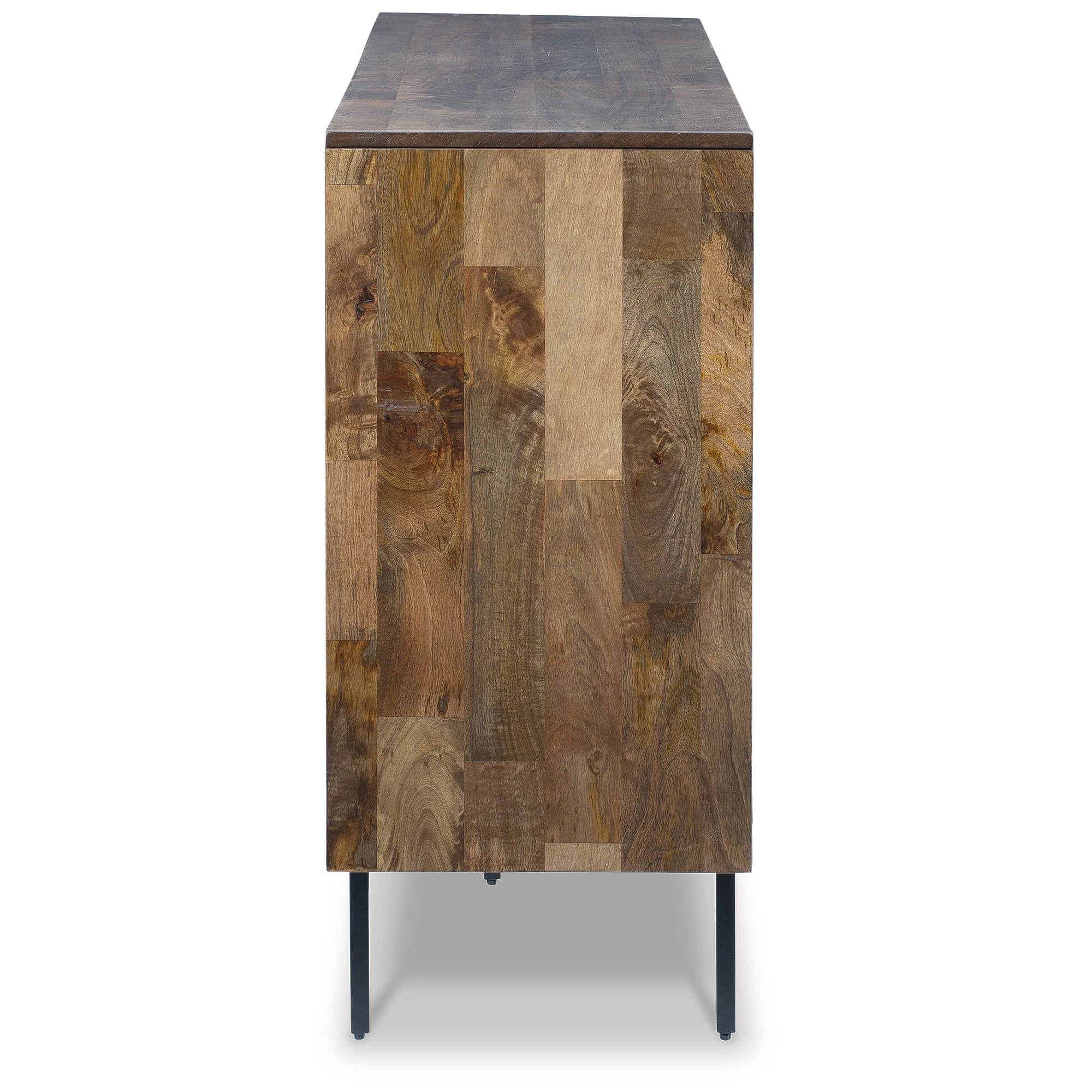 Signature Design by Ashley Prattville Contemporary Accent Cabinet with 4 Chevron Pattern Doors, Brown