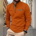 thumbnail image 2 of ZHYou Men Long Sleeve Henley Shirt Contrast Inner Placket Chest Pocket Slim Fit Dress Tops,Orange,XL, 2 of 6