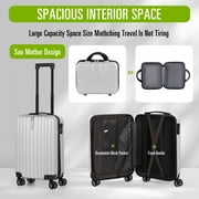 2PCS Luggage Two Piece Rolling Luggage Set Lightweight With Hook 20″ + 14″ Silver