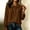 A1_Brown, variant on Women's Peter Pan Collar Half Button Long Sleeve Blouse Loose Puff Cuff Sleeve Lightweight Gauze Shirts Plus Size Loose Fit Comfy Flowy Peasant Vintage Elegant Dressy Casual Tops Black L