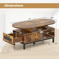 thumbnail image 5 of Topcobe 47 Inch Oval Coffee Table with Storage, Center Table for Living Room, Modern Furniture for Home-Open Compartments-Rustic Brown, 5 of 8