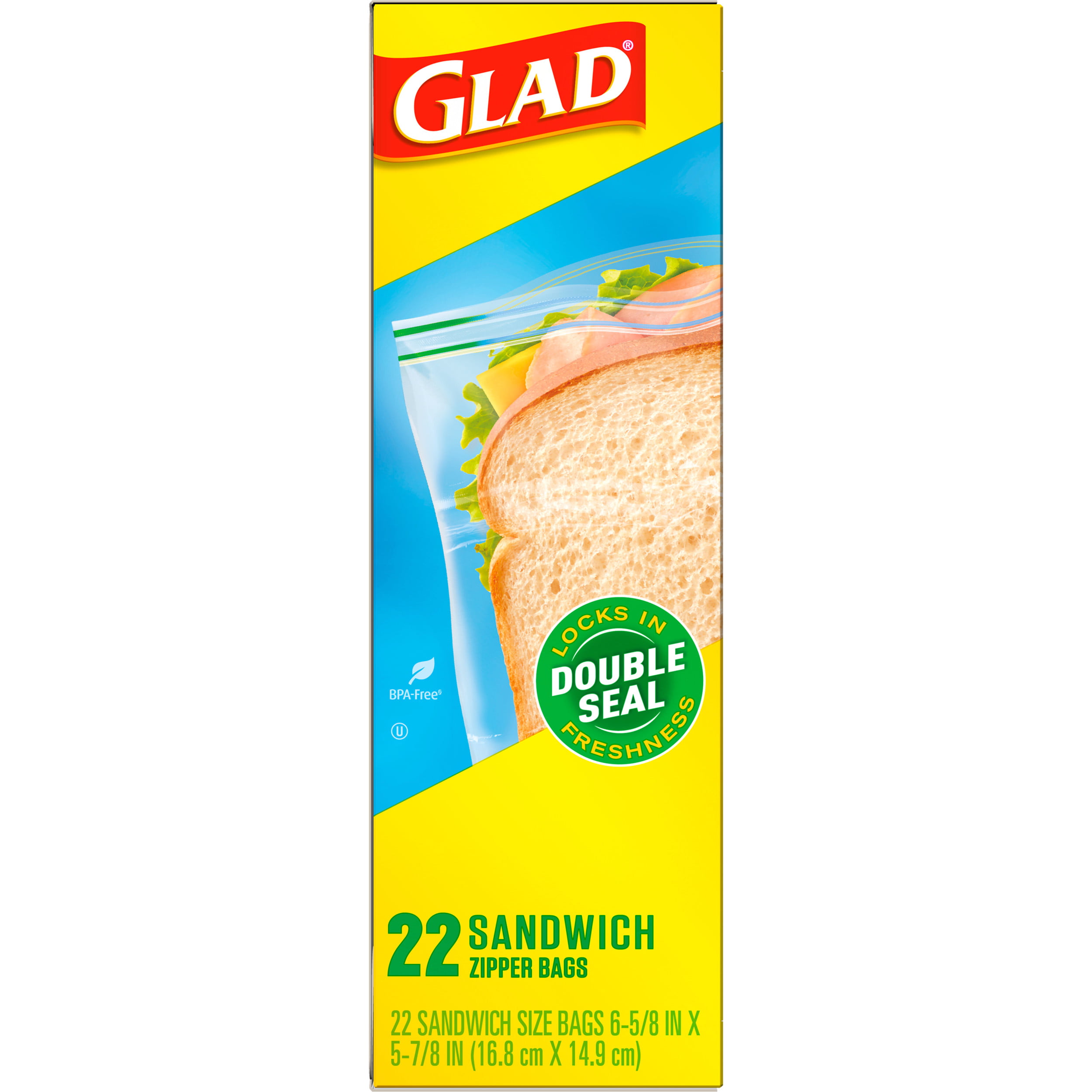 Glad Sandwich Zipper Bags Lot of 1 - 115 Count Free Ship.