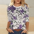 thumbnail image 2 of Enjoytime Tops for Women Floral Printed Crewneck 3/4 Sleeve Blouses Spring Summer Trendy Work Business Casual Shirts, 2 of 5