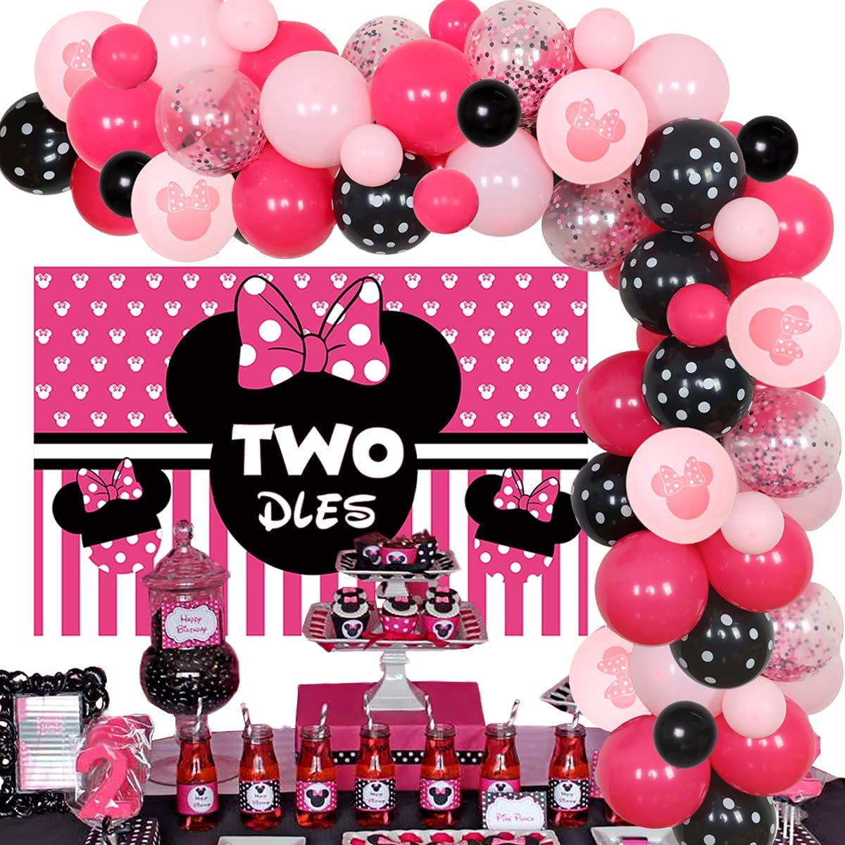 Cartoon Mouse Theme 2nd Birthday Decorations Balloon Garland Arch Kit ...