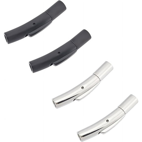 4 Sets 2 Styles 316 Surgical/304 Stainless Steel Bayonet Clasps Curved Tube Bracelet Clasps 3mm Hole Metal Jewelry Clasps Leather Cord Bracelet Clasps for Jewelry Making for DIY