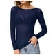 thumbnail image 1 of Blusa de mujer transparente de manga larga con malla, sin costuras, de poliéster, tallas S-XXL, 1 of 5