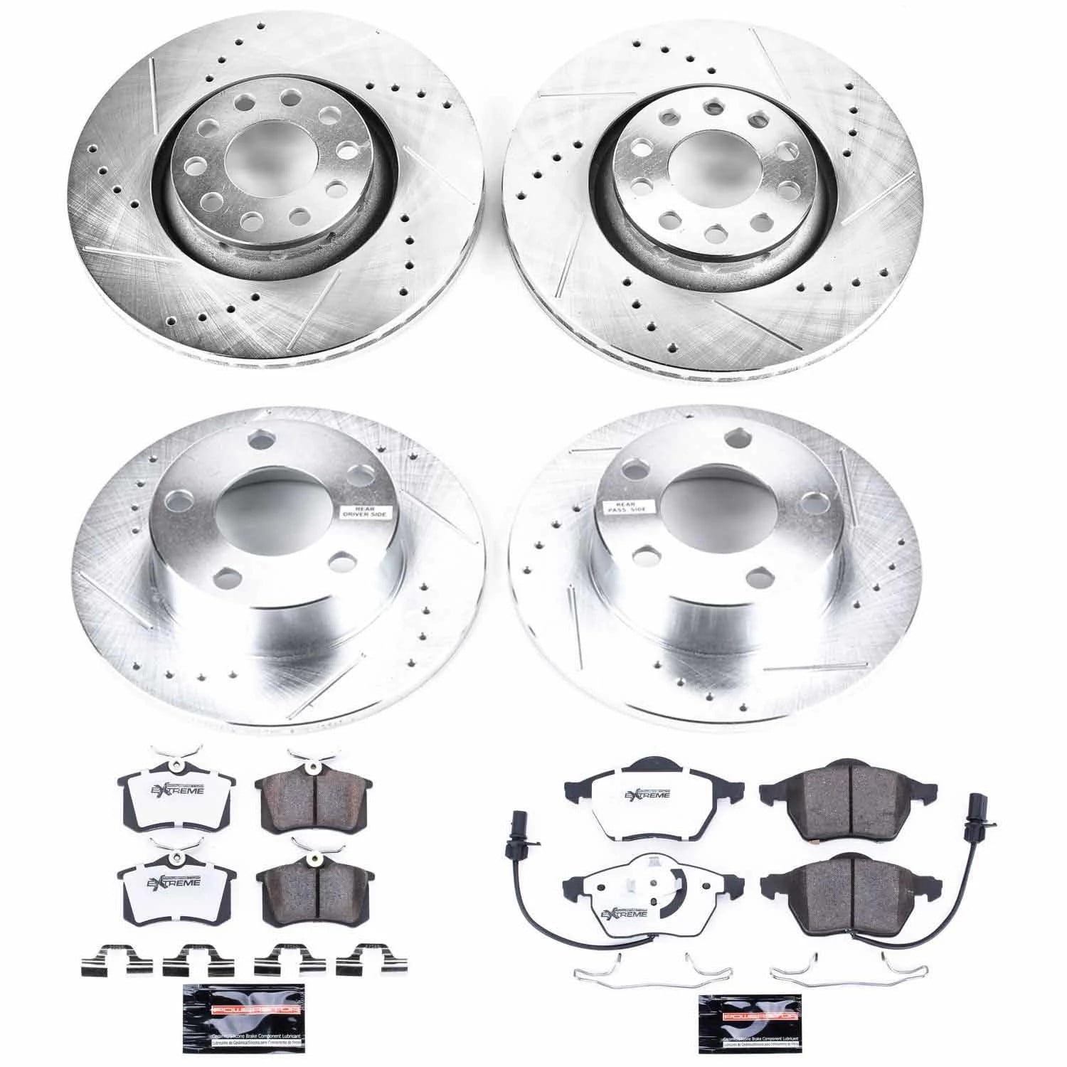 PowerStop Front and Rear Z26 Street Warrior Carbon-Fiber Ceramic Brake Pad and Drilled and Slotted Rotor Kit Fits: AUDI Select Models K6918-26