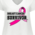 thumbnail image 4 of Inktastic Breast Cancer Survivor with Pink Ribbon Women's Plus Size V-Neck T-Shirt, 4 of 5