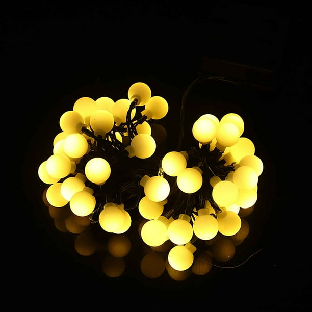 Xihbxyly Guirnalda de Luces Solares, Decoración Colorida con Bolas Esmeriladas, 30 Led Blanco Cálido, 6,4 Metros de Largo, Crea Una Atmósfera de Ensueño, Ideal para Fiestas En El Jardín, Bodas y Navi
