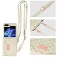 thumbnail image 4 of for Samsung Galaxy Z Flip 5 Case with Card Slots, [Crossbody Strap] [RFID Blocking] Women Girls PU Leather Wallet Case Lanyard Crossbody Bag Phone Case for Samsung Galaxy Z Flip 5,White, 4 of 10