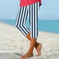 thumbnail image 7 of AGWOLF Womens Capris for Summer High Waisted Tummy Control Capri Leggings 2025 Dressy Striped Cropped Trousers Stretchy Workout Yoga Pants Blue XL, 7 of 7