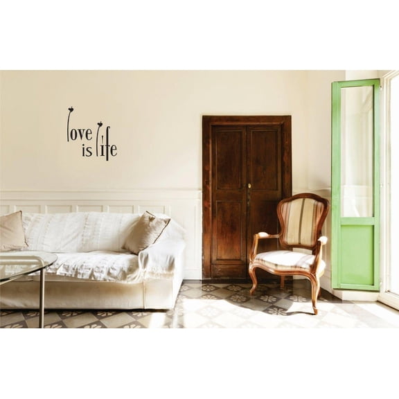Decal - Peel & Stick Wall Sticker : Love Is Life Text Lettering Quote Bedroom Living Room Home Decor Picture Art Size :10 Inches x 20 Inches