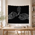 thumbnail image 5 of White Line-Art Hands with Smoke on Black Background, Mystical Celestial for Gothic Decor Lovers, Nature Inspired Art, Housewarming Gift Tapestry Wall Hanging for Bedroom and Living Room, 5 of 7