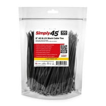 UV Rated Cable Ties, Black, 40lb Strength, 8-inch, 100 Pack, Nylon Cable Ties for Outdoor Use