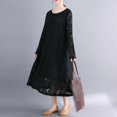 thumbnail image 2 of Sexlip Womens Midi Dress Long Sleeve Lace Design Soft Fabric Flared Silhouette for Formal Occasions Black XXL, 2 of 6