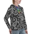 thumbnail image 3 of Hoodies for Women - Black White Indian Paisley Comfrt Colour Drawstring Women'S Fashion Hoodies & Sweatshirts, Fall Outfits Clothes for Women 2024 Pullover with Kangaroo Pocket, 3 of 7