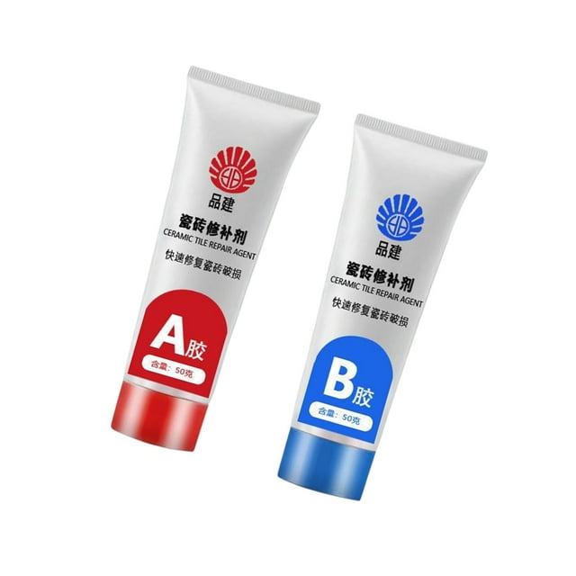 Thinsony Fast-Acting 2x Tile Repair Agent for Shower and Kitchen Ceramic Repair Paste Light Gray 50ml 1Set
