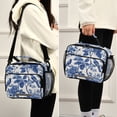 thumbnail image 5 of Insulated Lunch Bag 6L Leak-Proof Lunch Box with Shoulder Strap Multiple Pockets Lunch Tote Blue Flowers and Birds, 5 of 9