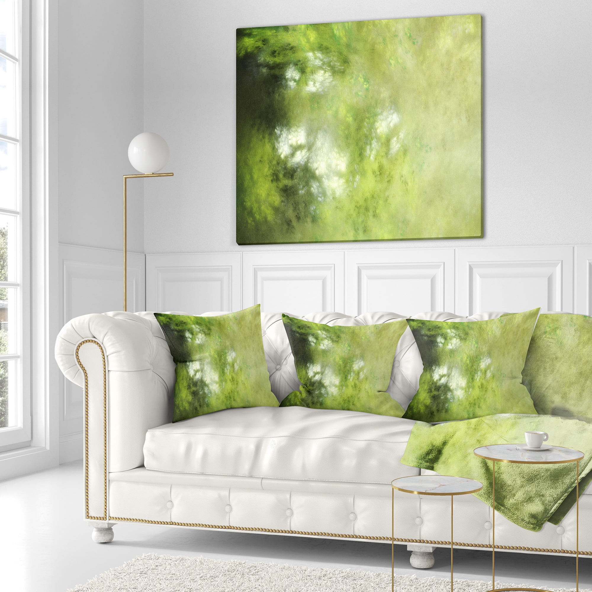 Designart Blur Green Sky with Stars - Abstract Throw Pillow - 18x18