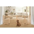 thumbnail image 3 of Historyli Puerta para mascotas independiente de 4 paneles,puerta plegable para perros para escaleras,puertas,pasillos interiores de casas,sin pintura,valla de paso,color natural., 3 of 6