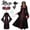 Wine, variant on HBYJLZYG Girls Dress with Lace-Up Front and High Collar, Bell Sleeve Gothic Vampire Maxi Gown for Halloween Themed Party, School Play, and Everyday Wear for Kids