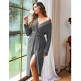 thumbnail image 3 of Ekouaer Women Kimono Robes Full Length Knit Bathrobe Lightweight Soft Sleepwear V-neck Casual Ladies Loungewear, 3 of 7