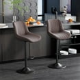 thumbnail image 3 of Hawsaiy Adjustable Bar Stools Set of 4, Swivel Counter Height Bar Chairs with Back, Modern Technical Fabric Barstools for Kitchen Island & Home, Brown, 3 of 11