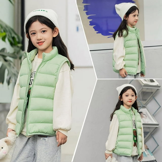 Chaleco de plumón para niños de otoño e invierno, ligero, mediano y grande, con cuello alto, para bebés, niños y niñas, chaleco de estilo occidental