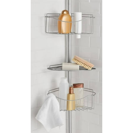 Mainstays Tension Pole Shower Caddy, Satin Nickel