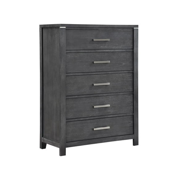 New Classic Furniture Odessa 5-Drawer Solid Wood Chest in Charcoal