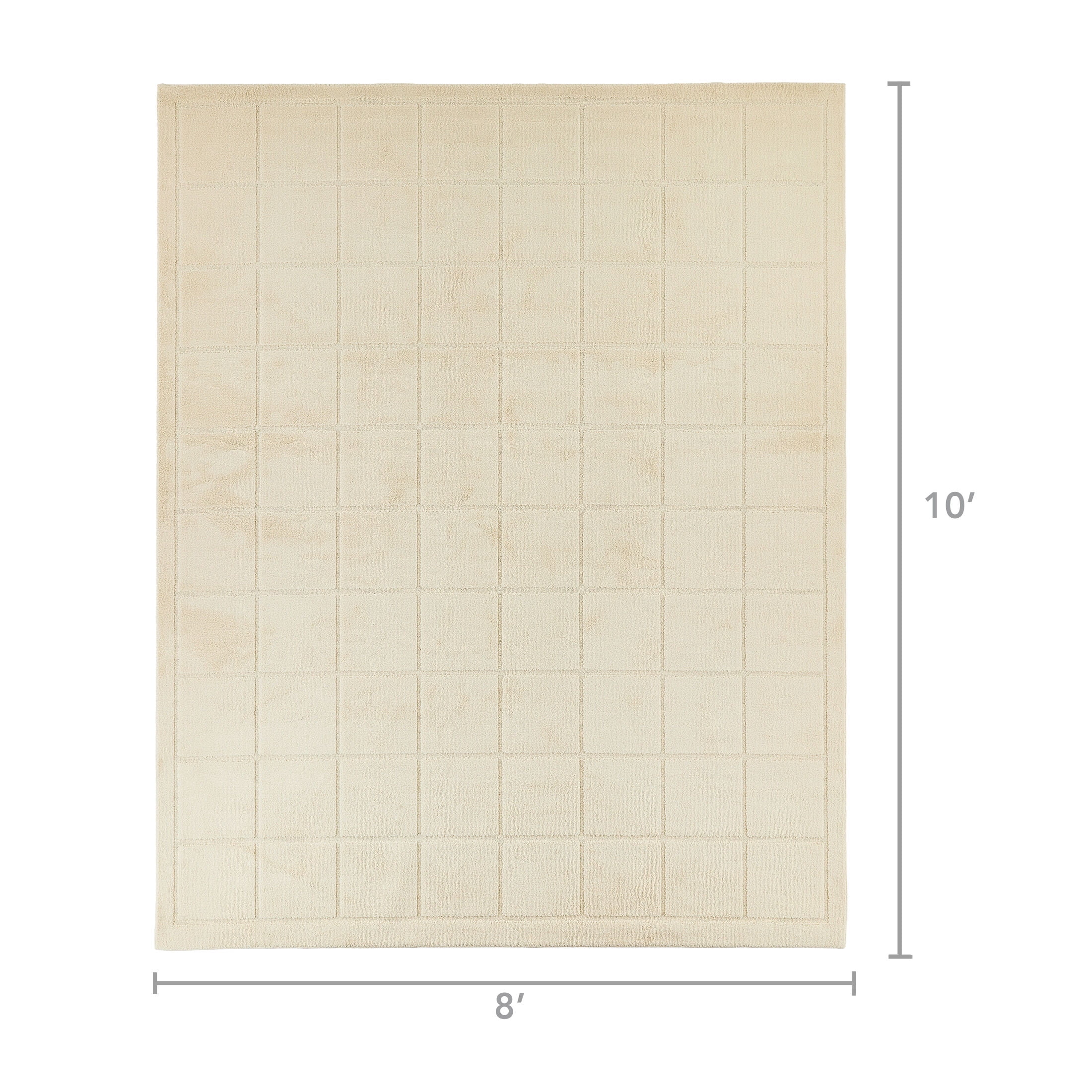 Mainstays High-Low Tufted Grid Beige Indoor Area Rug, 8 ft x 10 ft